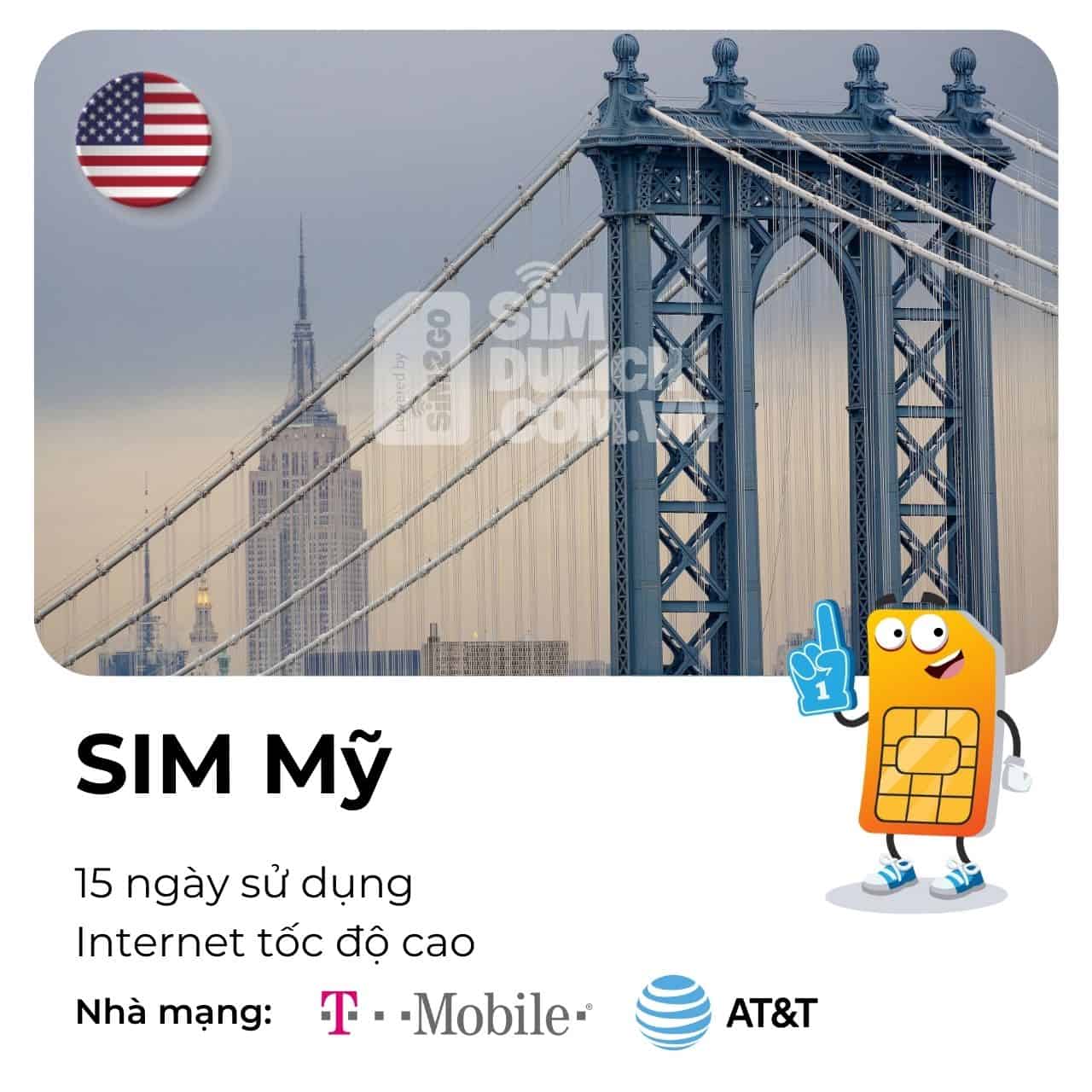 SIM du lá»‹ch Má»¹ 15 ngÃ y 5GB - 20GB data