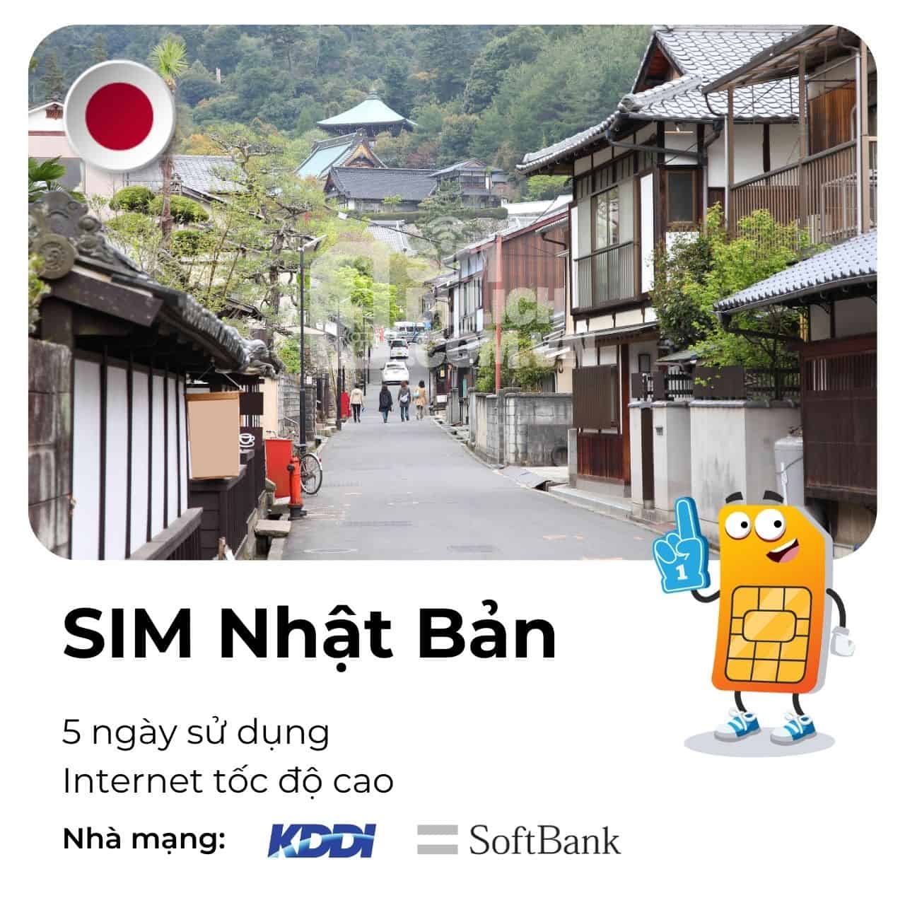 SIM du lịch Nhật Bản 5 ngày 5GB - 15GB data
